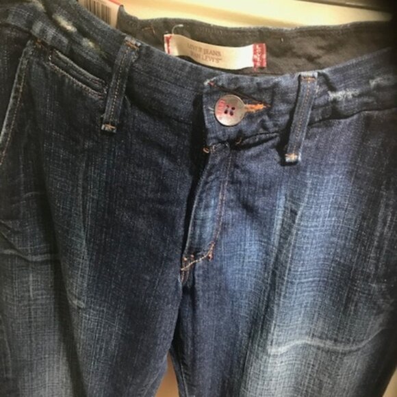 LEVI'S NEW Red Tab Flare Wide Leg Jeans Dark Denim Pockets Mid Rise Zip Wide 10 - Picture 6 of 9